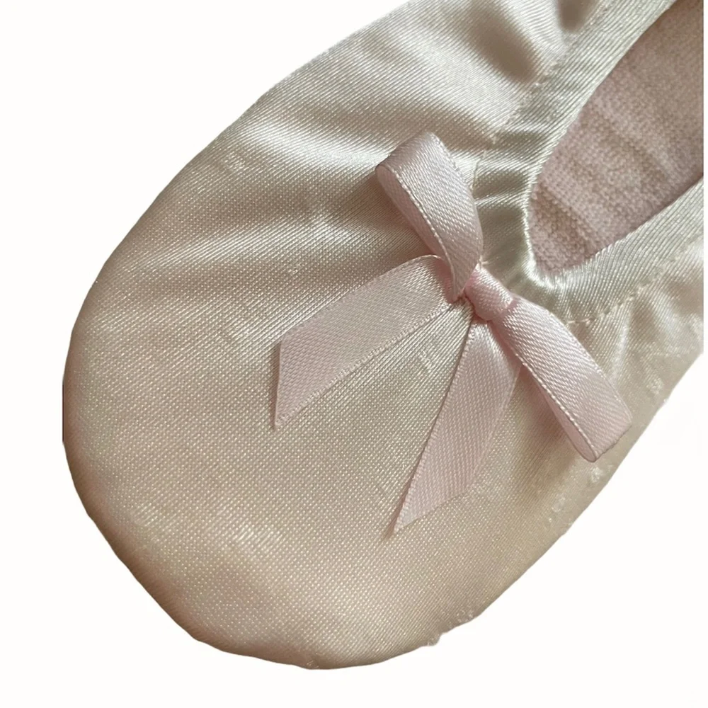 Girls Slippers Pink Satin Ballerina Slippers Ballet Pink Satin Bow Slippers